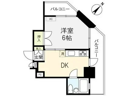 シャトレー五反田(1DK/8階)の間取り写真