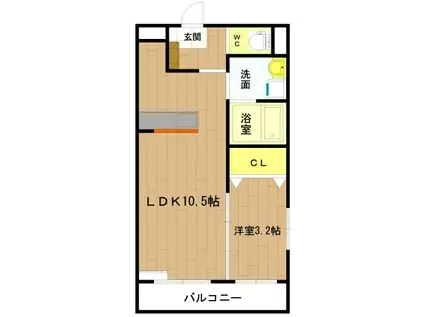 アンジューIX(1LDK/2階)の間取り写真