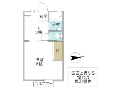 見上げる空とケセラセラ(1K/1階)の間取り写真