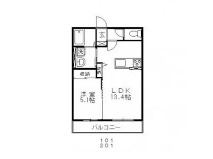 グランテージ中庄 II(1LDK/1階)の間取り写真