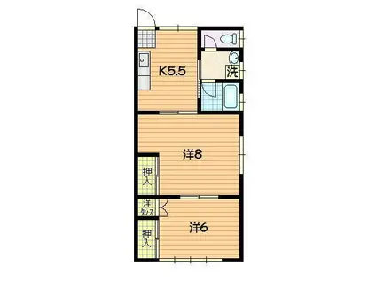 サンパレス天昌寺(2K/1階)の間取り写真