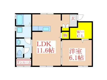 メゾンド広瀬(1LDK/1階)の間取り写真