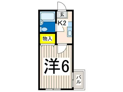 マリンシェル(1K/2階)の間取り写真