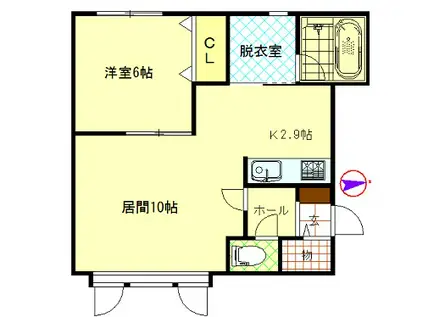 オーロラII(1LDK/2階)の間取り写真