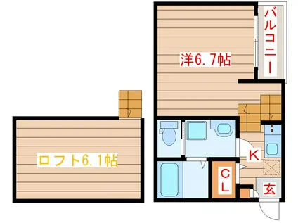 WOOD HOUSE穀町(1K/1階)の間取り写真