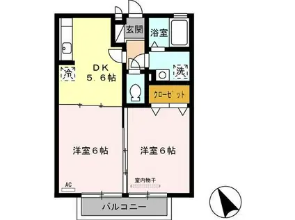 セジュール・ナカ(2DK/2階)の間取り写真