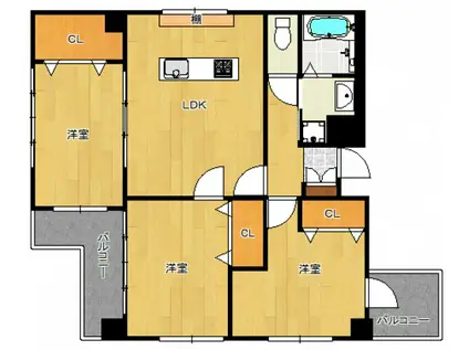 シック薬院(3LDK/5階)の間取り写真