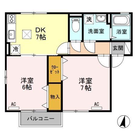 シャルム クラルテ A/B(2DK/1階)の間取り写真