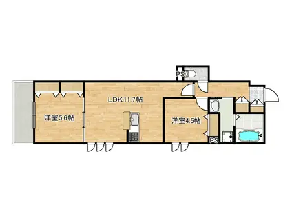 大口通ヘーベルメゾン C棟(2LDK/3階)の間取り写真
