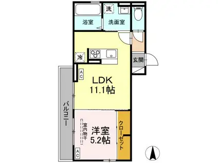 ラテ すみなみ(1LDK/2階)の間取り写真