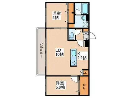 グレン山鼻(2LDK/3階)の間取り写真