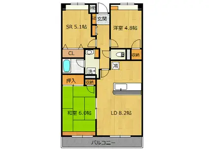 ローブレ・ヴィラ川越(2SLDK/5階)の間取り写真