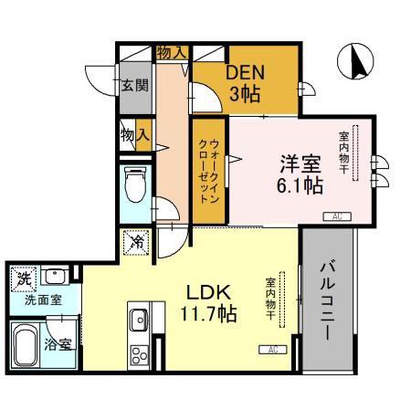 D-BLANC(1LDK/3階)の間取り写真