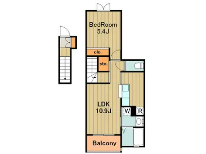 ルミエールモンドAB(1LDK/2階)の間取り写真