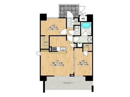 F-CREST SHIN-OSAKA(2LDK/2階)の間取り写真