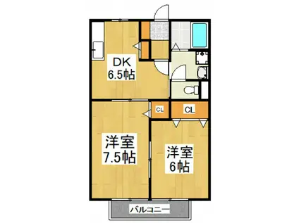 セレせせらぎA(2DK/1階)の間取り写真