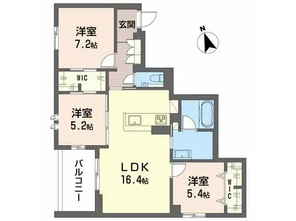 グラディス(3LDK/2階)の間取り写真