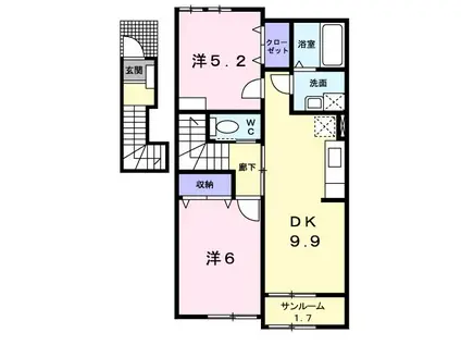 サニ-コート聖VII B(2DK/2階)の間取り写真
