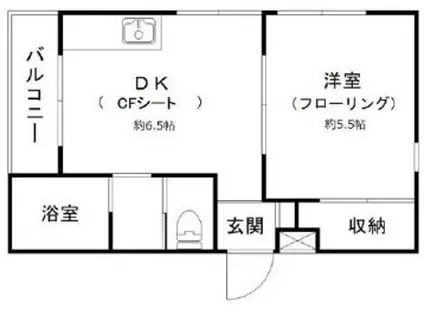 グランベル松陰(1DK/1階)の間取り写真