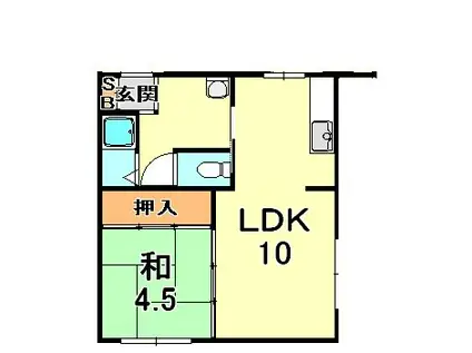 原田マンション大石(1LDK/2階)の間取り写真