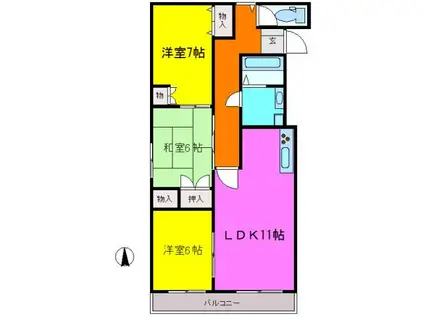 振甫ニューコーポ(3LDK/3階)の間取り写真