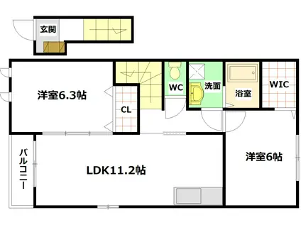 KREIS A(2LDK/2階)の間取り写真