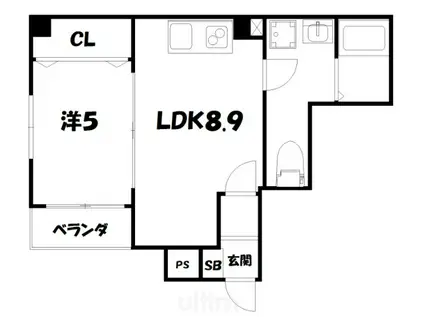 MORE五条II(1LDK/4階)の間取り写真