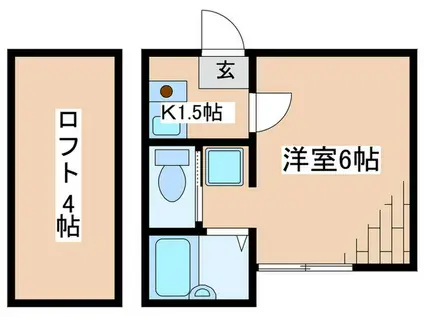 フローラ共和(1K/1階)の間取り写真