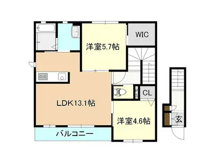 ヴィラ エルサ III(2LDK/2階)の間取り写真