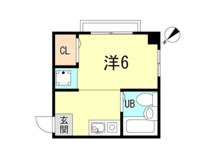 リバーサイド西山(ワンルーム/4階)の間取り写真