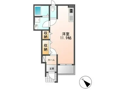 アメニティーハウス(ワンルーム/1階)の間取り写真