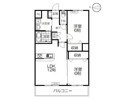 メゾンブリッジ(2LDK/1階)の間取り写真