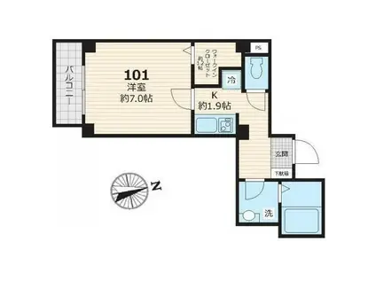 ブラン目黒本町(1K/1階)の間取り写真