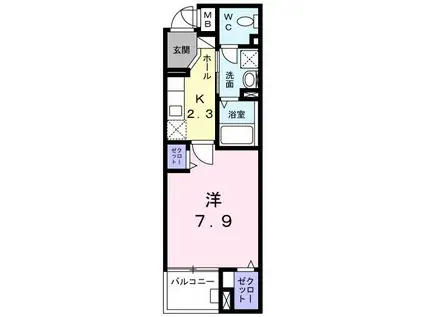 ルミソラーレ(1K/4階)の間取り写真