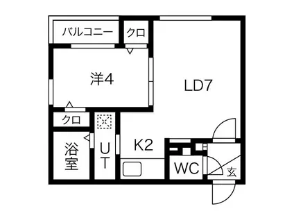 ラフィーネN26ウエスト(1LDK/4階)の間取り写真