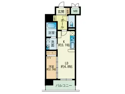 サニークレスト須崎町(1LDK/8階)の間取り写真