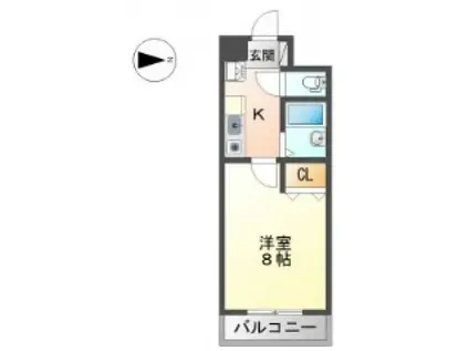 ジュネス沖(1K/2階)の間取り写真