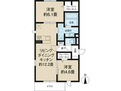 ティアラ(2LDK/2階)の間取り写真