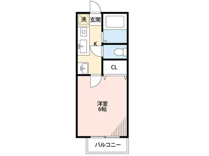 ラークヒルズ(1K/1階)の間取り写真