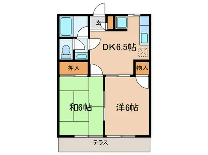 ファミ―ユ田園(2DK/1階)の間取り写真