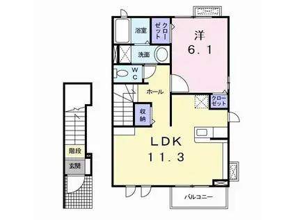 ラ・マージュ(1LDK/2階)の間取り写真