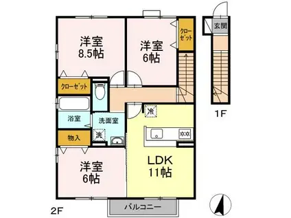 セレネティー DE(3LDK/2階)の間取り写真