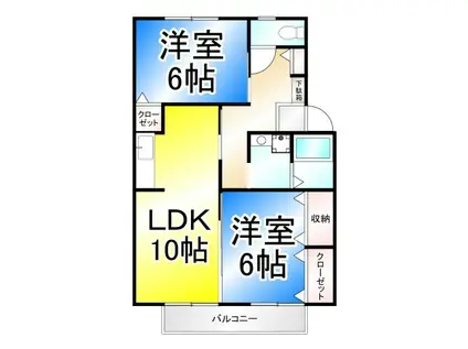 シャンドール竹腰(2LDK/2階)の間取り写真