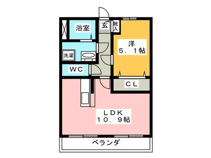 ガートンハウス(1LDK/1階)の間取り写真