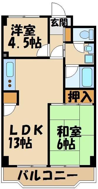 入間市駅前ビル(2LDK/8階)の間取り写真