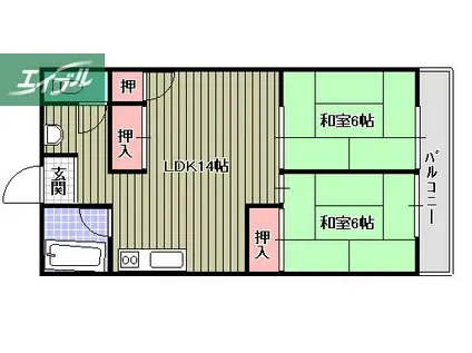 松田第一ビル(2LDK/5階)の間取り写真