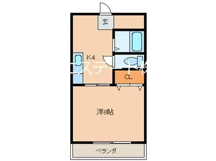 イル・プリモ(1K/3階)の間取り写真