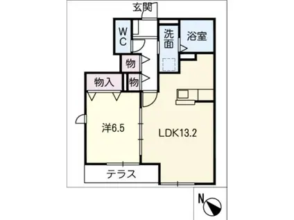 名鉄常滑線 榎戸駅(愛知) 徒歩9分 2階建 築4年(1LDK/1階)の間取り写真