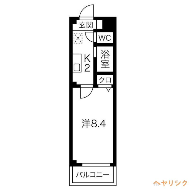 レジデンス司III(1K/2階)の間取り写真