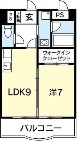パレス中洲(1LDK/6階)の間取り写真